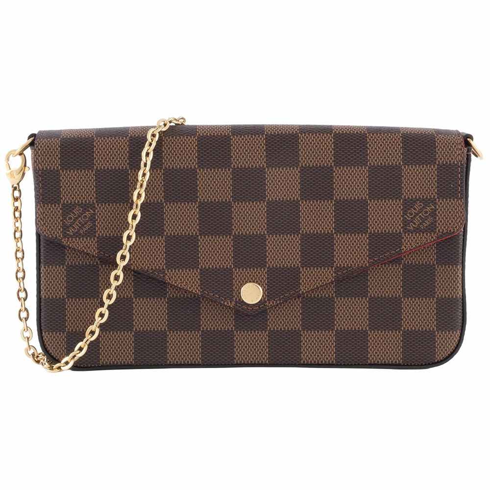 Louis Vuitton Shoulder Bag Pochette Felicie Damier Ebene Brown